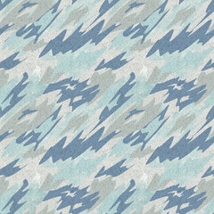 Seamless abstract monochrome pattern with doodles. Muted blue, gray background.