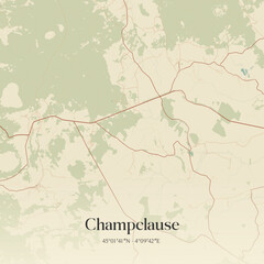 Fototapeta premium Vintage map of Champclause, France.