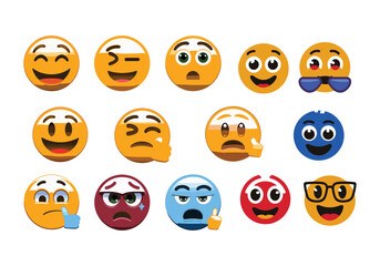 Obraz premium Fun Emoji Illustrations Vector Bundle of Unique Faces for Digital Art and Designs