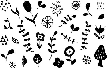 手書き風のかわいい北欧風シルエットイラスト素材セット