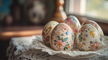 Vintage Easter eggs with timeless charm and delicate designs for the holiday season