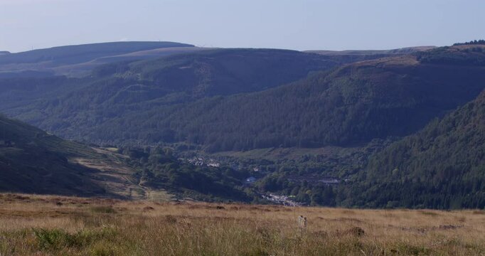 Long shot looling down to Blaenrhondda, Treorchy from Hendre'r Mynydd Car Park
