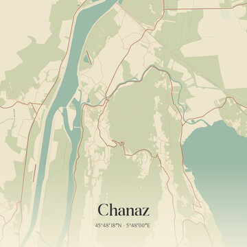 Vintage map of Chanaz, France.