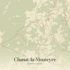 Fototapeta premium Vintage map of Chanat-la-Mouteyre, France.