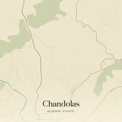 Fototapeta premium Vintage map of Chandolas, France.