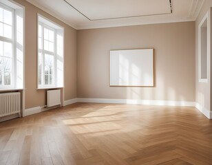 Empty Room with Hardwood Floor and Large Blank Canvas