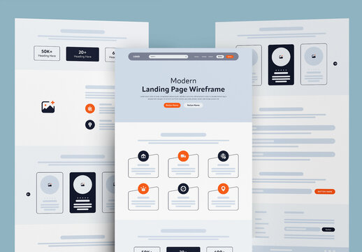 Minimalist Landing Page Wireframe Ui Ux Template For Web Design