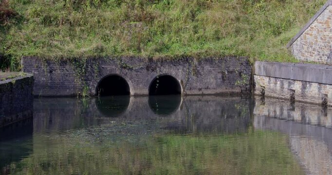 Mid shot of the resolven basin on the neath canal at resolven