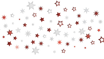 A black background scattered with red and white star shapes in different sizes.