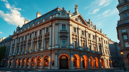 Fototapeta premium Freemasons Hall London, Architectural Photorealistic AI Art, Great Queen Street, London Landmark, Majestic Building