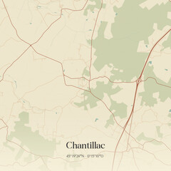 Fototapeta premium Vintage map of Chantillac, France.