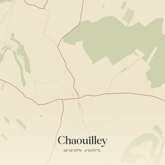 Fototapeta premium Vintage map of Chaouilley, France.