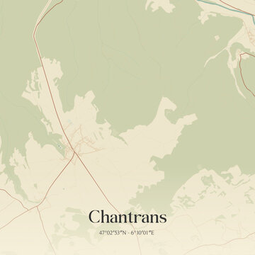 Vintage map of Chantrans, France.