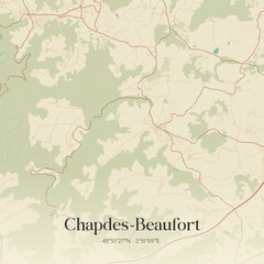 Fototapeta premium Vintage map of Chapdes-Beaufort, France.