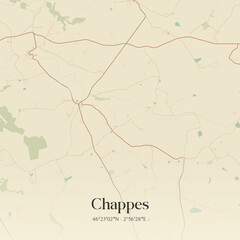 Fototapeta premium Vintage map of Chappes, France.