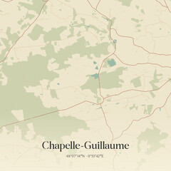Fototapeta premium Vintage map of Chapelle-Guillaume, France.