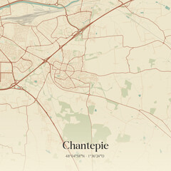 Fototapeta premium Vintage map of Chantepie, France.