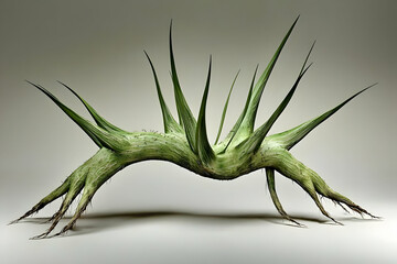 Fototapeta premium Arched desert plant, studio shot, neutral background, botanical illustration