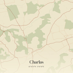 Obraz premium Vintage map of Charlas, France.