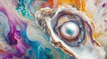 Captivating pearl discovery in colorful oceanic background nature photography vibrant artistry environment