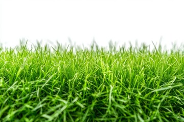 Obraz premium Fresh green grass border isolated on white background, close-up view. Perfect for eco-friendly and natural themes.
