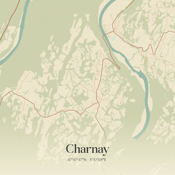 Vintage map of Charnay, France.