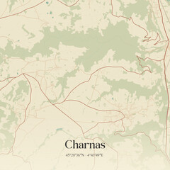Fototapeta premium Vintage map of Charnas, France.