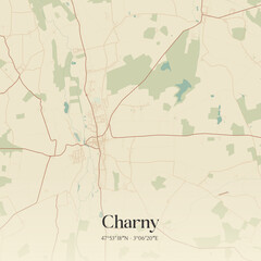 Obraz premium Vintage map of Charny, France.