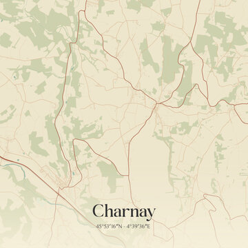 Vintage map of Charnay, France.
