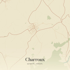 Obraz premium Vintage map of Charroux, France.