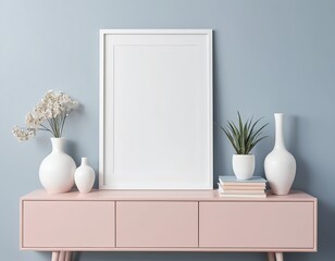 Modern Minimalist Home Decor Mockup with Blank Frame