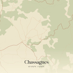 Obraz premium Vintage map of Chassagnes, France.