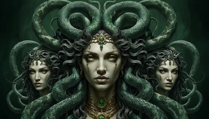 Obraz premium Medusa, Gorgon, Three-Faced Goddess, Serpent Hair