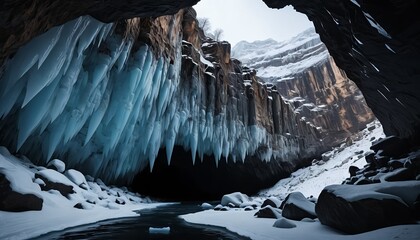 Enchanting Ice Cave in Winter Wonderland