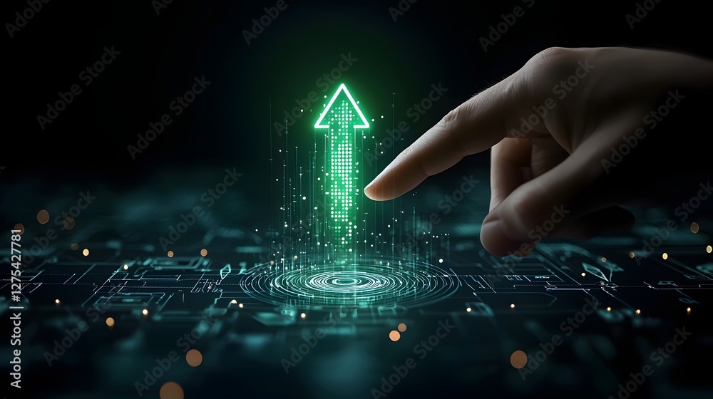 Aufkleber Sleek Digital Arrow Symbolizing Business Success and Growth  A modern high tech representation of corporate power innovation and the upward trajectory of a thriving enterprise