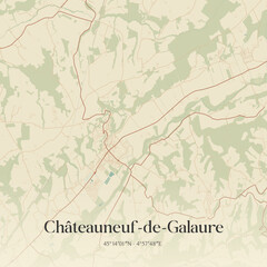 Obraz premium Vintage map of Châteauneuf-de-Galaure, France.