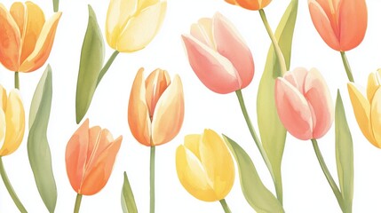 Fototapeta premium tulips seamless pattern