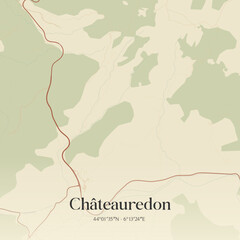 Obraz premium Vintage map of Châteauredon, France.