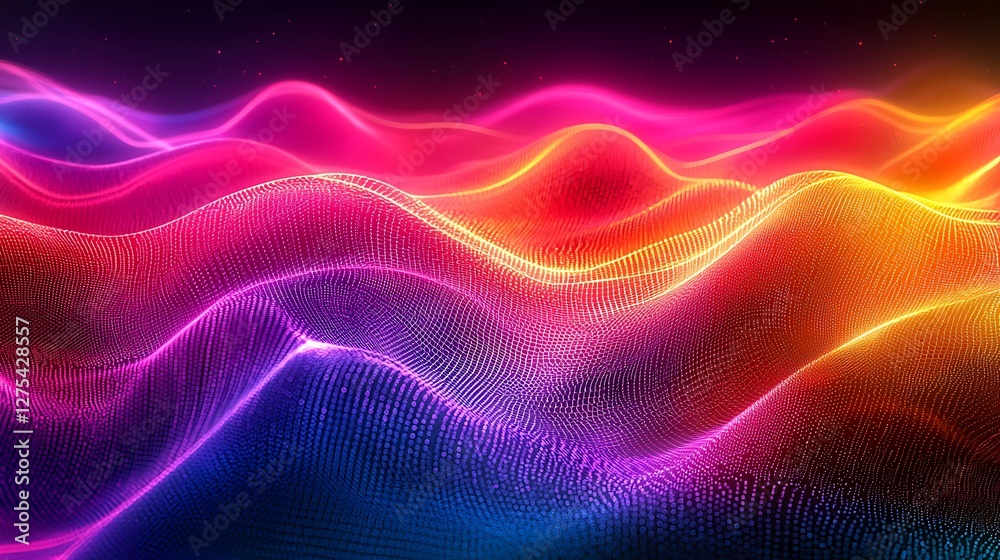 Poster abstract multicolored digital wave pattern background, suitable for technology, gaming or music them