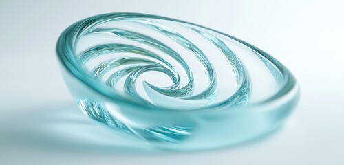 Fototapeta premium Abstract swirling turquoise glass sculpture.