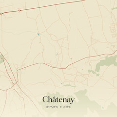 Fototapeta premium Vintage map of Châtenay, France.