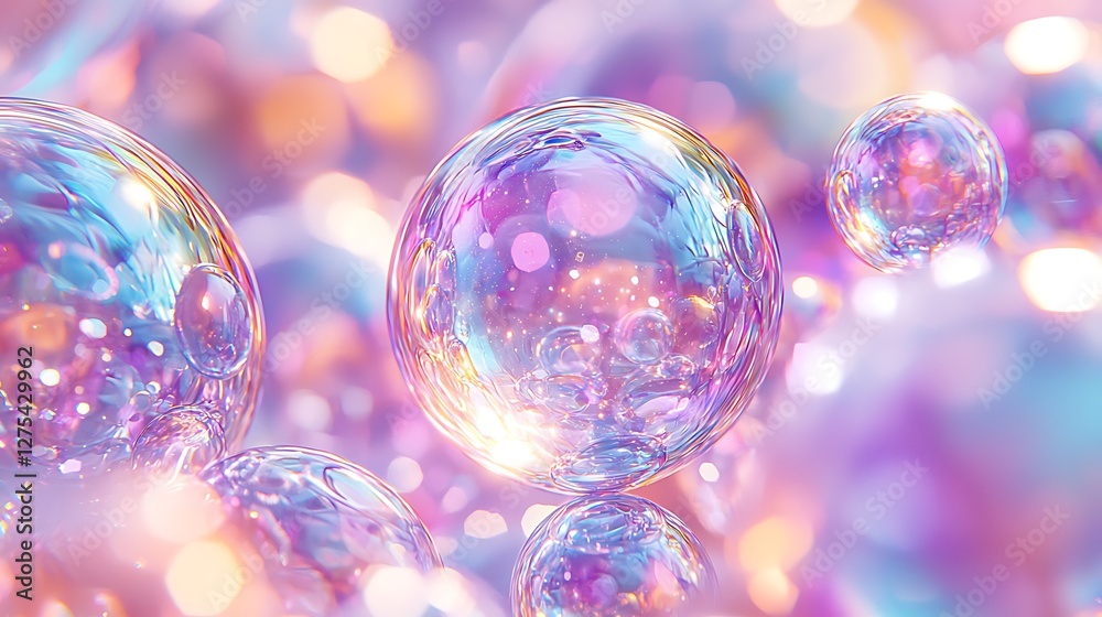 Aufkleber abstract of shimmering, translucent bubbles, floating with bokeh background, for magical design