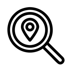 location pin in a magnifying glass icon design