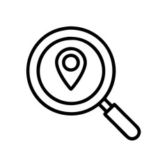 location pin in a magnifying glass icon design