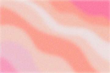 Abstract defocused blurred wave with grain texture gradient, retro nude colors gradation background with cute waves, aesthetic vintage pale pink, peach shade backdrop with noise or glitter particles © AnnaShine