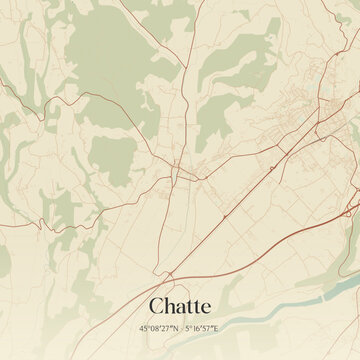 Vintage map of Chatte, France.
