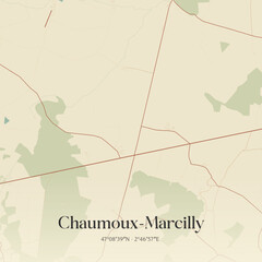 Obraz premium Vintage map of Chaumoux-Marcilly, France.