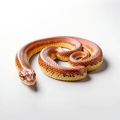Fototapeta premium Orange Corn Snake Coiled on White Background