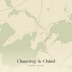 Vintage map of Chauvirey-le-Châtel, France.