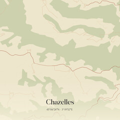 Obraz premium Vintage map of Chazelles, France.